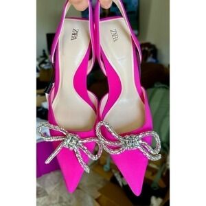 ZARA Embellished bow heeded slingbacks 2200/210